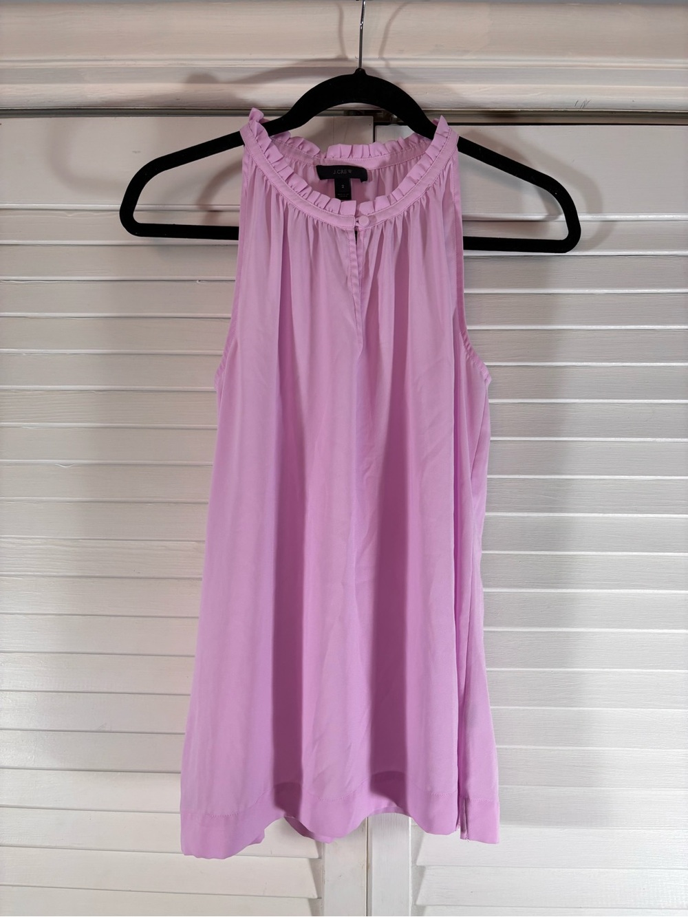 J. Crew Women's Ruffle Neck Sleeveless Blouse Size 2 Pink Lilac